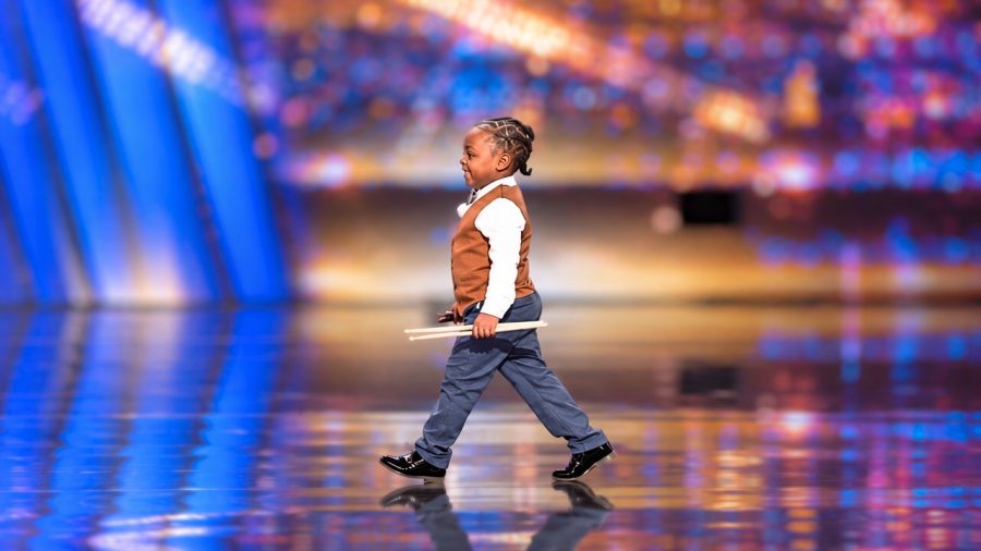 5-year-old Chrisyius Whitehead playing drums during his America’s Got Talent audition