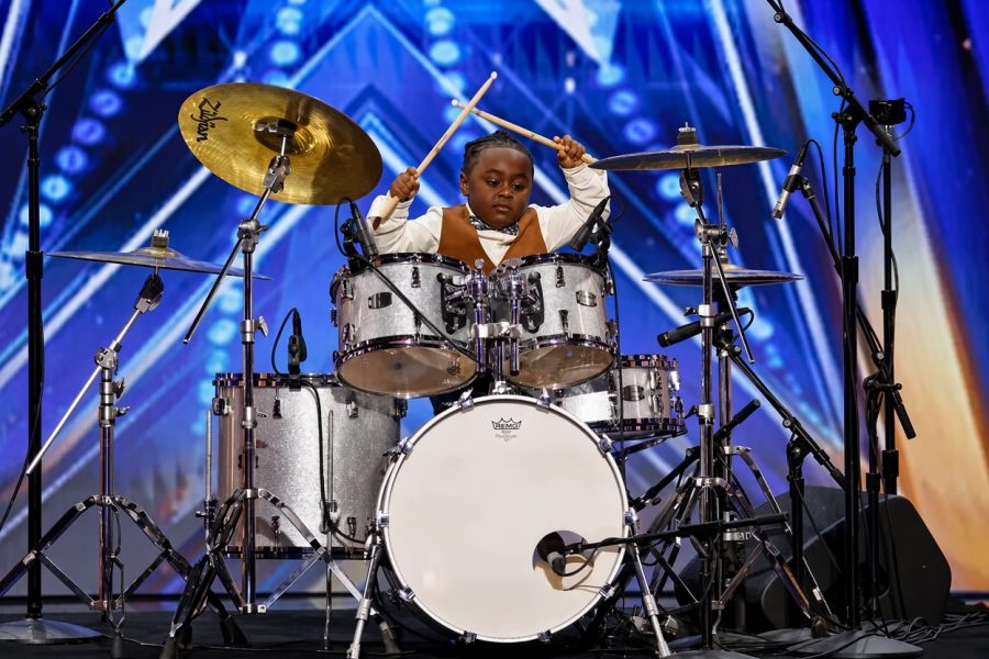 5-year-old Chrisyius Whitehead playing drums during his America’s Got Talent audition