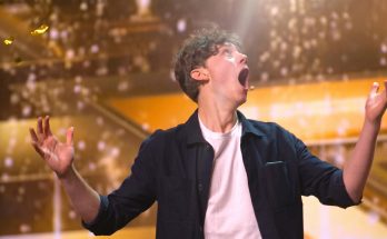 Rafferty Coope celebrates after KSI presses the Golden Buzzer during his Britain’s Got Talent 2026 audition.